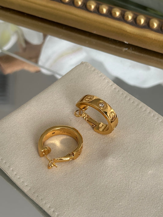 Gold Hoops with Stone