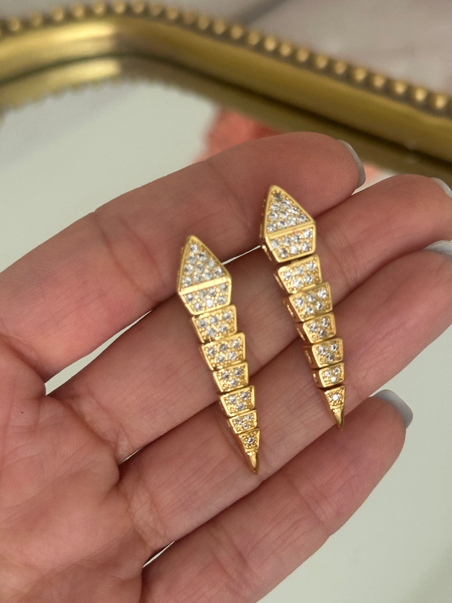 Gold Earrings with Stone