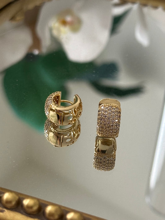 Gold Hoops earrings with stone