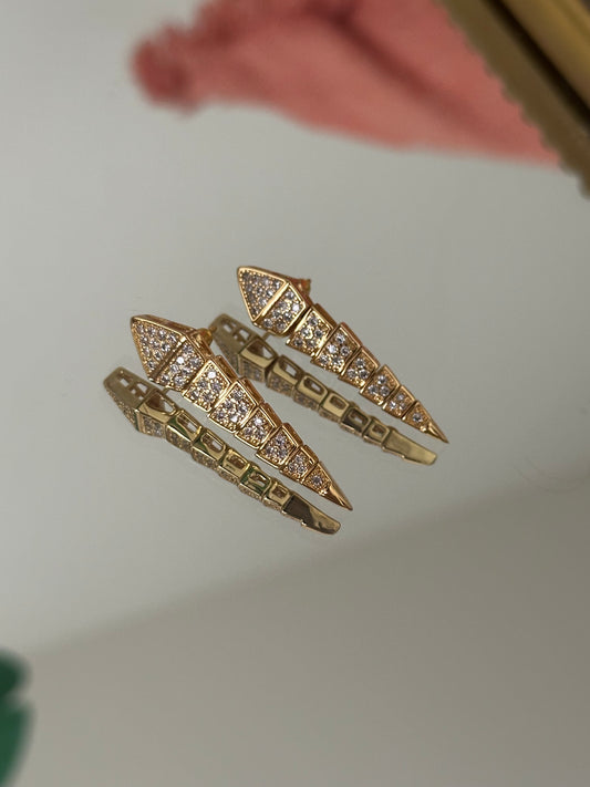 Gold Earrings with Stone