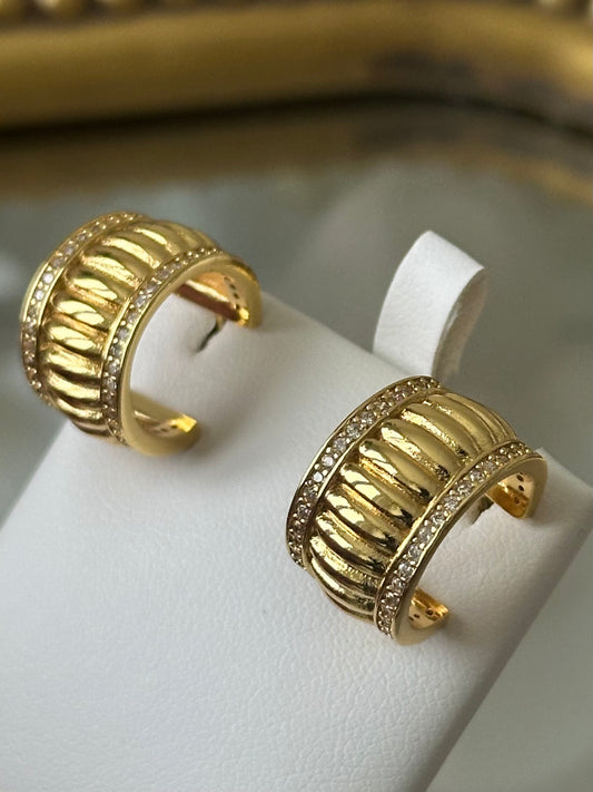 Gold Hoops earrings with stone