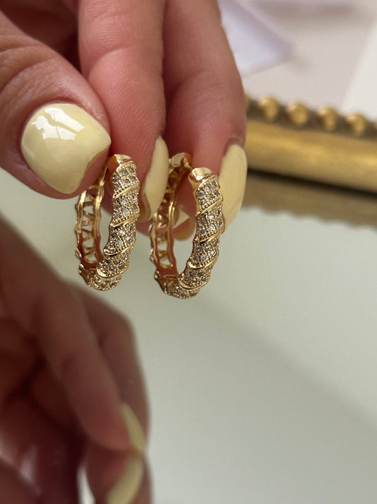 Gold Hoops with stone