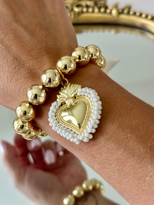 Beads pendant heart bracelet