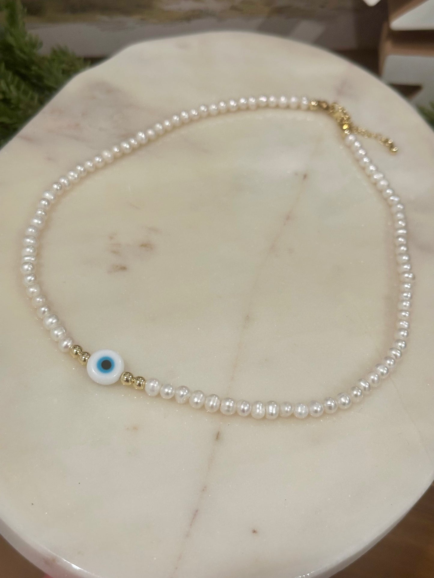 Pearl evil eyes Necklace