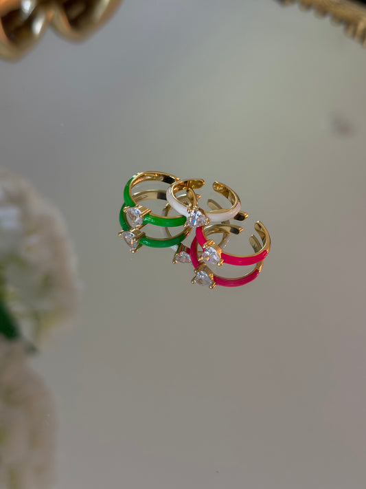 Adjustable Love Spark Heart Trio Rings