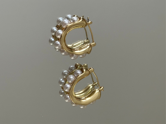 Gold Pearl Hoops