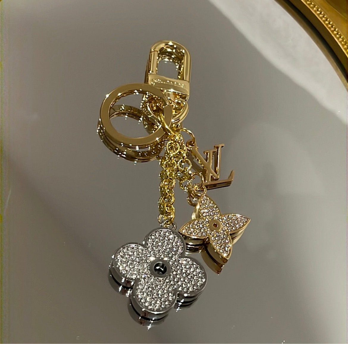 Flower with stone key chain
