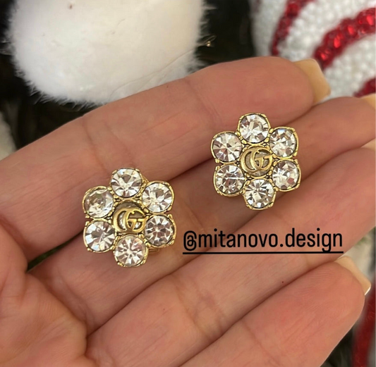 Gold earrings with stone