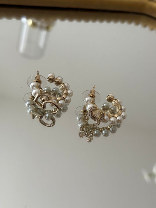 Gold Pearl Hoops