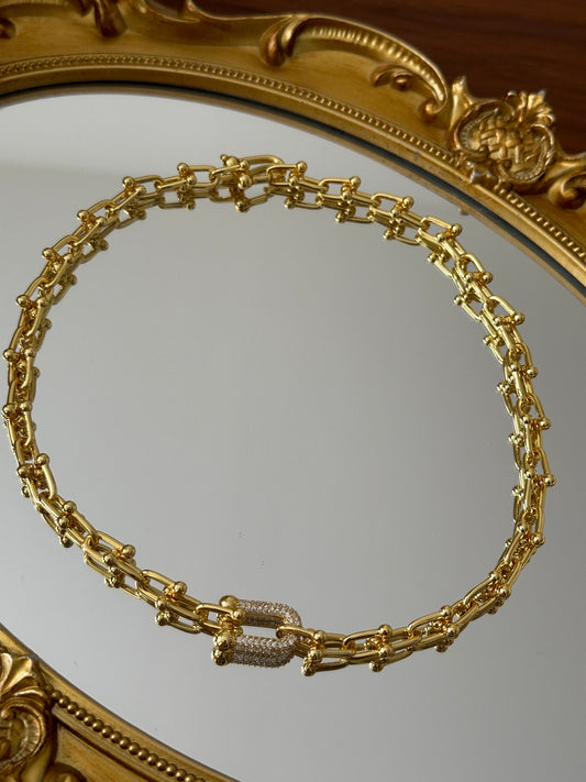 Gold Necklace with stone Brooch